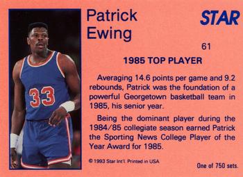 1993 Star Platinum #61 Patrick Ewing Back