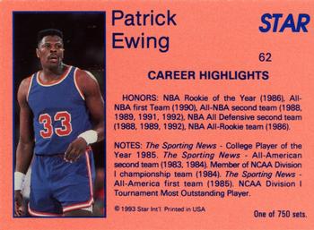 1993 Star Platinum #62 Patrick Ewing Back