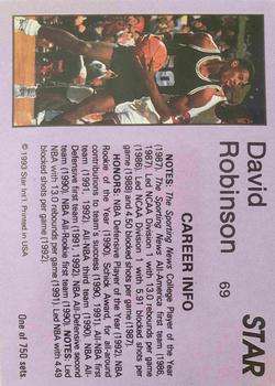 1993 Star Platinum #69 David Robinson Back