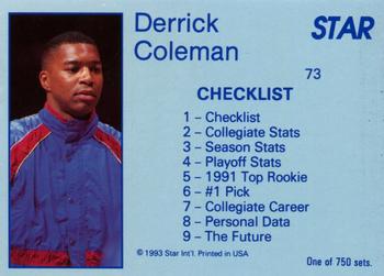 1993 Star Platinum #73 Derrick Coleman Back