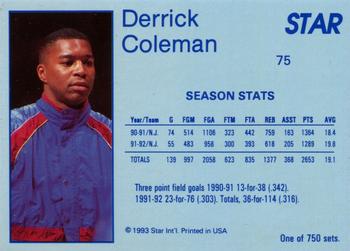 1993 Star Platinum #75 Derrick Coleman Back