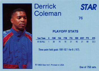 1993 Star Platinum #76 Derrick Coleman Back