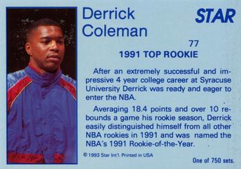 1993 Star Platinum #77 Derrick Coleman Back