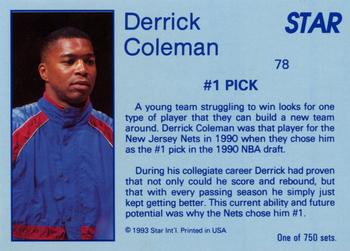 1993 Star Platinum #78 Derrick Coleman Back