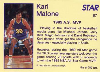 1993 Star Platinum #87 Karl Malone Back