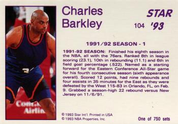 1993 Star Platinum #104 Charles Barkley Back
