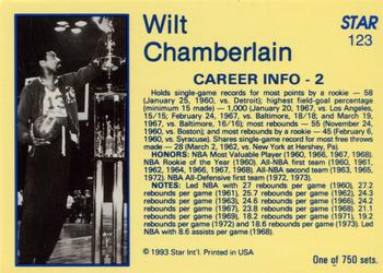 1993 Star Platinum #123 Wilt Chamberlain Back