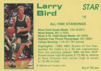 1992-93 Star Court Kings #16 Larry Bird Back