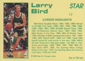 1992-93 Star Court Kings #17 Larry Bird Back