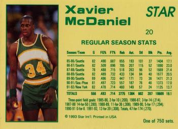 1992-93 Star Court Kings #20 Xavier McDaniel Back
