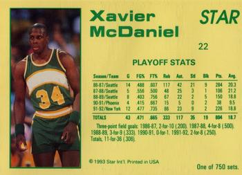1992-93 Star Court Kings #22 Xavier McDaniel Back