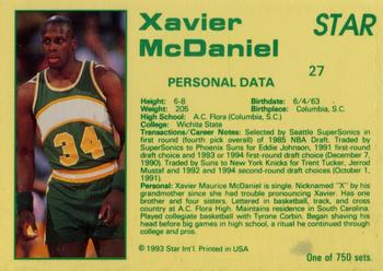 1992-93 Star Court Kings #27 Xavier McDaniel Back