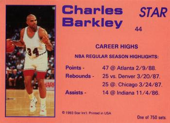1992-93 Star Court Kings #44 Charles Barkley Back