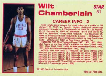 1992-93 Star Court Kings #51 Wilt Chamberlain Back