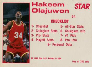1992-93 Star Court Kings #64 Hakeem Olajuwon Back