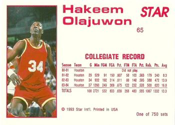 1992-93 Star Court Kings #65 Hakeem Olajuwon Back