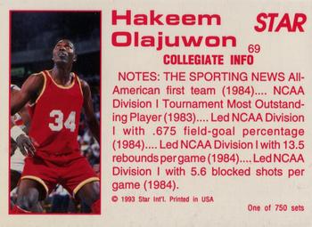 1992-93 Star Court Kings #69 Hakeem Olajuwon Back