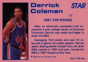 1992-93 Star Court Kings #77 Derrick Coleman Back