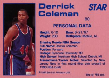 1992-93 Star Court Kings #80 Derrick Coleman Back