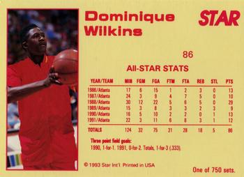 1992-93 Star Court Kings #86 Dominique Wilkins Back