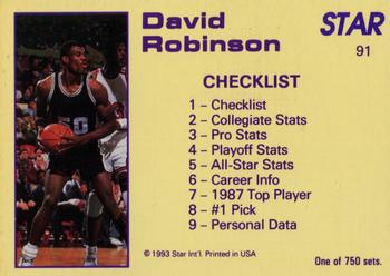1992-93 Star Court Kings #91 David Robinson Back