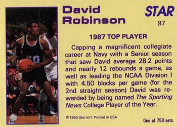 1992-93 Star Court Kings #97 David Robinson Back