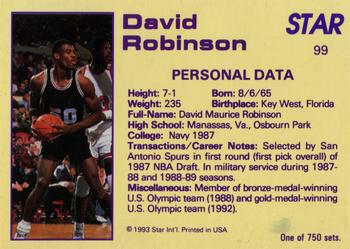1992-93 Star Court Kings #99 David Robinson Back