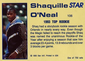 1992-93 Star Court Kings #106 Shaquille O'Neal Back
