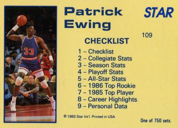 1992-93 Star Court Kings #109 Patrick Ewing Back