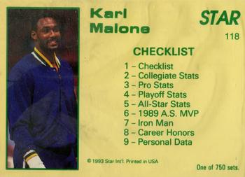 1992-93 Star Court Kings #118 Karl Malone Back