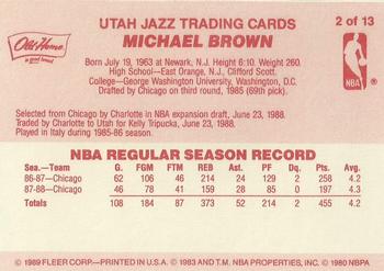 1988-89 Fleer Old Home Bread Utah Jazz #2 Mike Brown Back