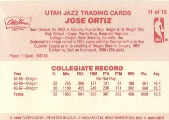 1988-89 Fleer Old Home Bread Utah Jazz #11 Jose Ortiz Back