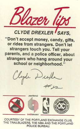1983-84 Portland Trail Blazers Police #NNO Clyde Drexler Back