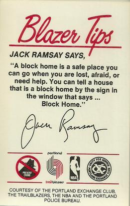1983-84 Portland Trail Blazers Police #NNO Jack Ramsay Back