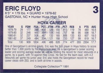 1991 Collegiate Collection Georgetown Hoyas #3 Eric Floyd Back