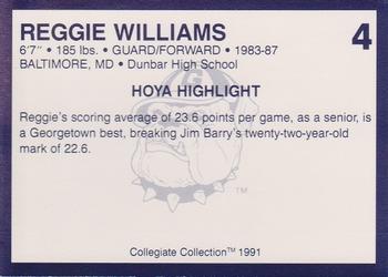1991 Collegiate Collection Georgetown Hoyas #4 Reggie Williams Back