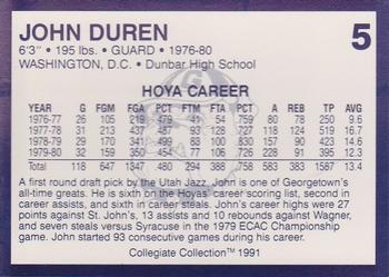 1991 Collegiate Collection Georgetown Hoyas #5 John Duren Back