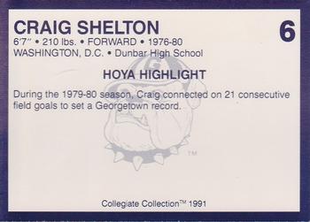 1991 Collegiate Collection Georgetown Hoyas #6 Craig Shelton Back