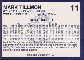 1991 Collegiate Collection Georgetown Hoyas #11 Mark Tillmon Back