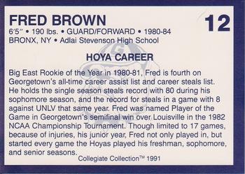 1991 Collegiate Collection Georgetown Hoyas #12 Fred Brown Back