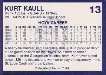 1991 Collegiate Collection Georgetown Hoyas #13 Kurt Kaull Back