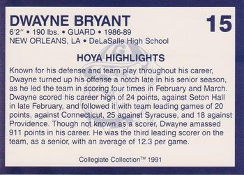 1991 Collegiate Collection Georgetown Hoyas #15 Dwayne Bryant Back