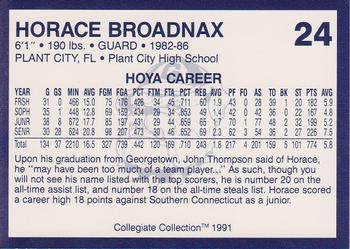 1991 Collegiate Collection Georgetown Hoyas #24 Horace Broadnax Back
