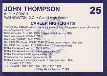 1991 Collegiate Collection Georgetown Hoyas #25 John Thompson Back