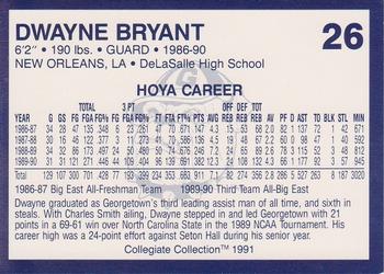 1991 Collegiate Collection Georgetown Hoyas #26 Dwayne Bryant Back