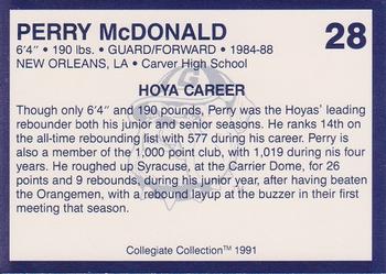 1991 Collegiate Collection Georgetown Hoyas #28 Perry McDonald Back