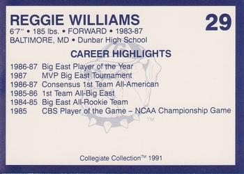 1991 Collegiate Collection Georgetown Hoyas #29 Reggie Williams Back