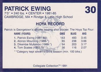 1991 Collegiate Collection Georgetown Hoyas #30 Patrick Ewing Back