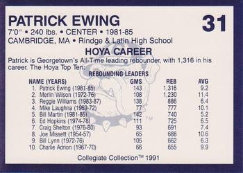 1991 Collegiate Collection Georgetown Hoyas #31 Patrick Ewing Back