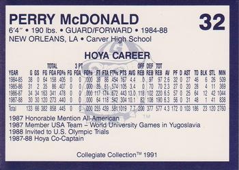 1991 Collegiate Collection Georgetown Hoyas #32 Perry McDonald Back